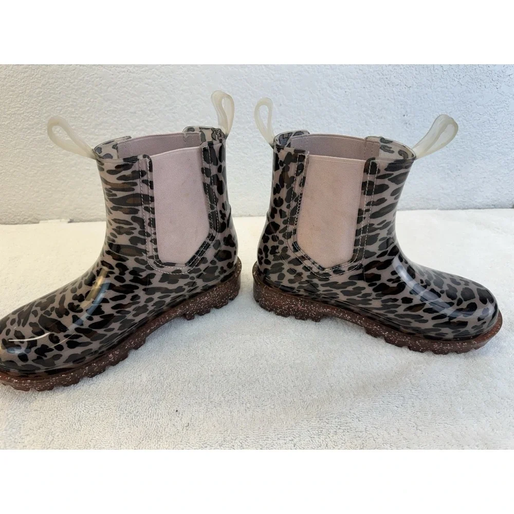 Wonder Nation Toddler Leopard Rain Boots Size 2/3 Pink Glitter Chelsea Boots